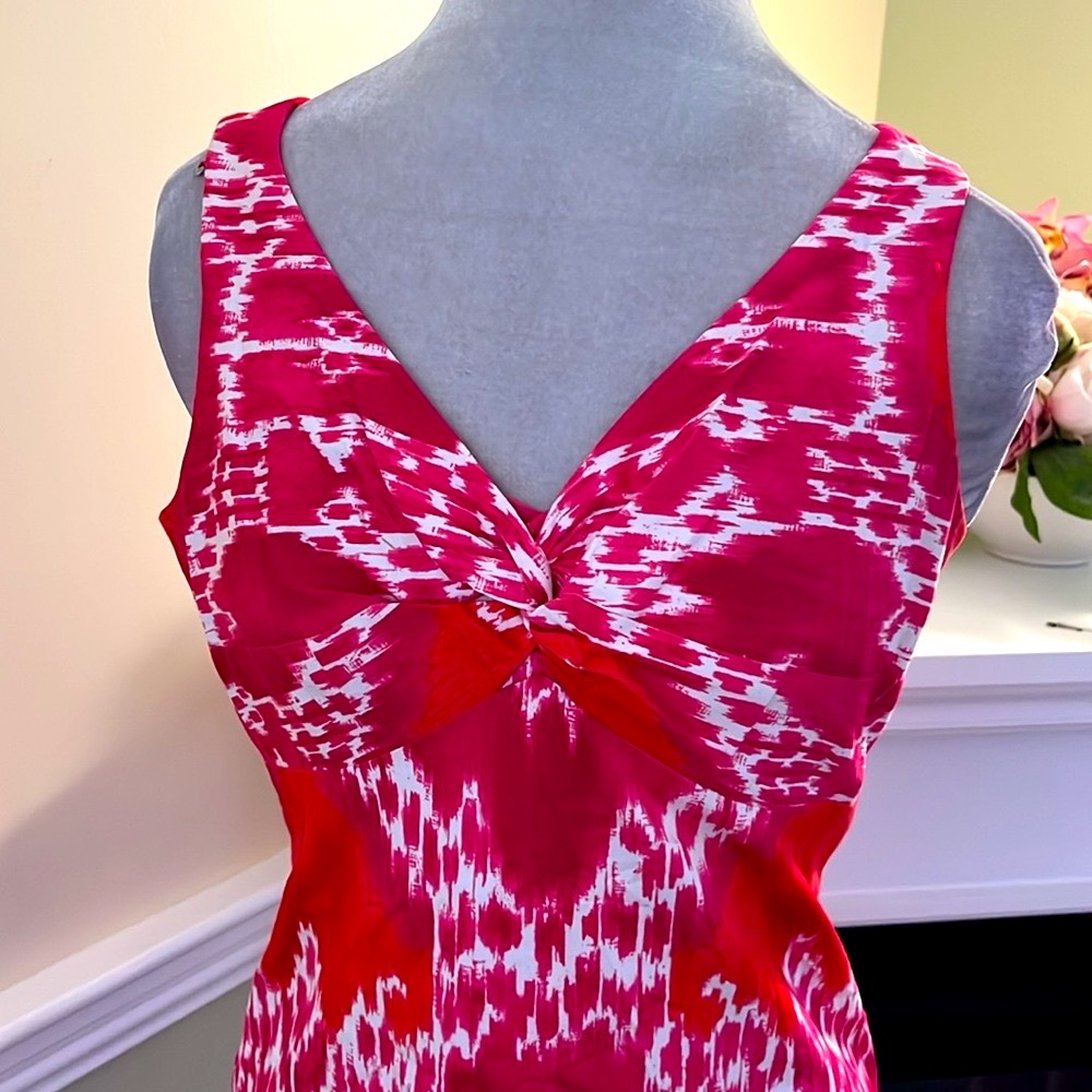 JONES NEW YORK Signature Stretch  Pink White & Red Sleeveless Dress NWOT - Picture 4 of 11